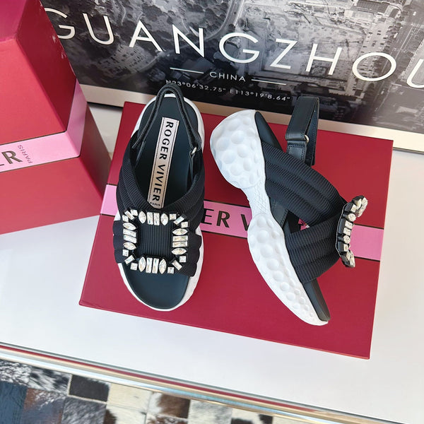 Viv Diamond Sandals Black Fabric 560521