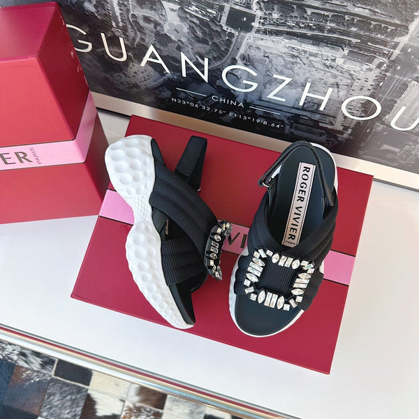 Viv Diamond Sandals Black Fabric 560521