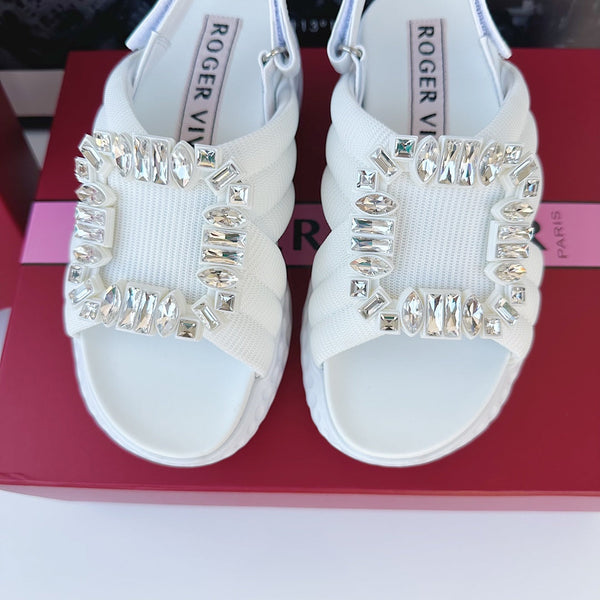 Viv Diamond Sandals White Fabric 560524