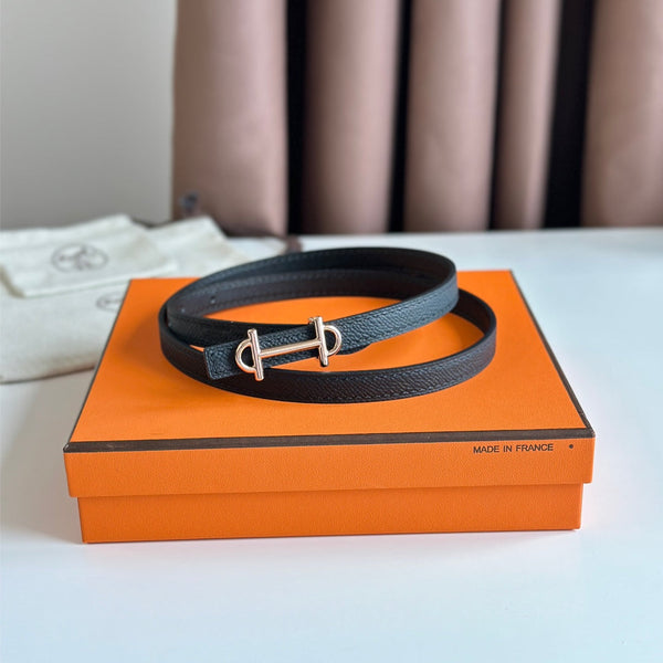 HM GAMMA BUCKLE & REVERSIBLE BLACK LEATHER STRAP 13MM COPPER HARDWARE