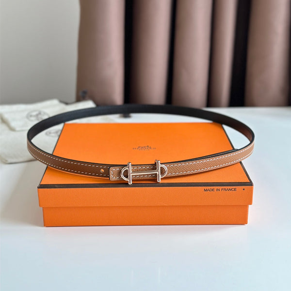 HM GAMMA BUCKLE & REVERSIBLE BRONZE BROWN AND BLACK LEATHER STRAP 13MM COPPER HARDWARE