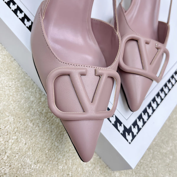 VLOGO SLINGBACK PUMP IN CREPE PINK CALFSKIN LEATHER