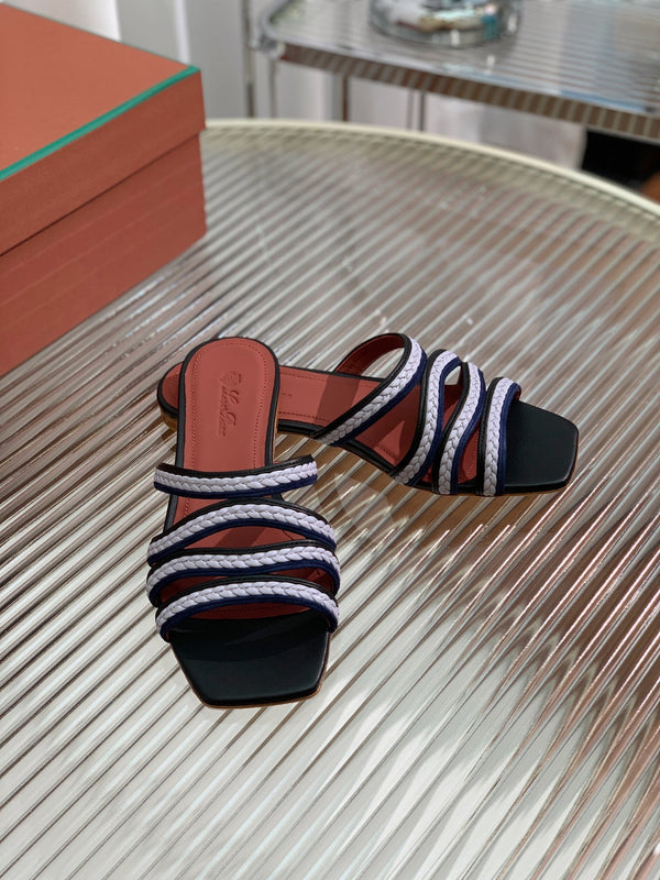 Sprightly Charms Mule Black Purple Navy Calfskin