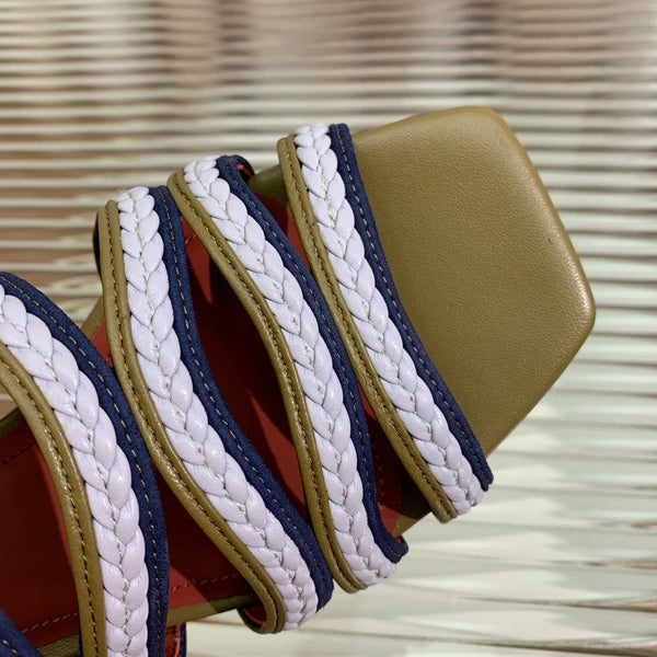 Pantofole Piana Sprightly Charms Sandal Olive Purple Navy Vitello