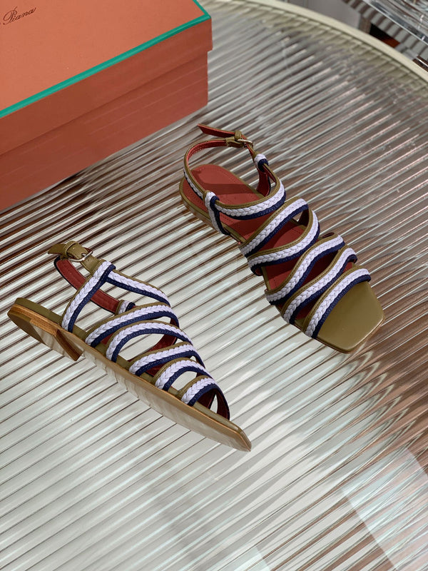 Pantofole Piana Sprightly Charms Sandal Olive Purple Navy Vitello