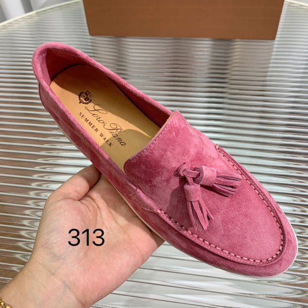 mocassino LP Dot Sole Walk in pelle scamosciata rosa e rossa