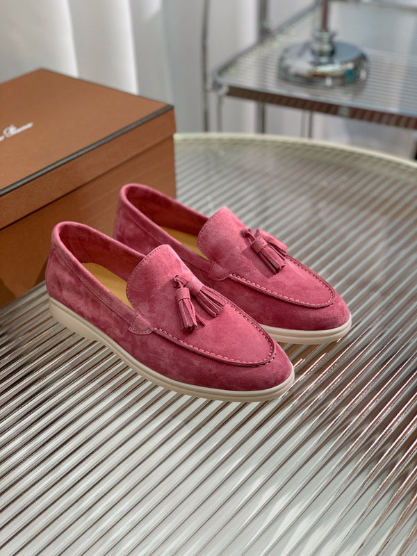 mocassino LP Dot Sole Walk in pelle scamosciata rosa e rossa