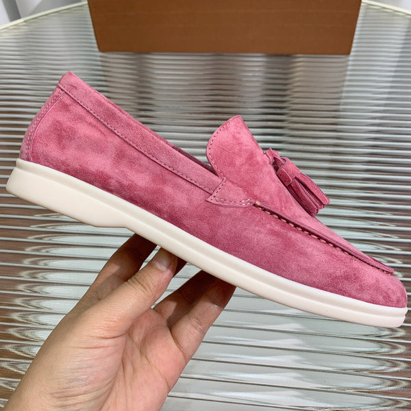 mocassino LP Dot Sole Walk in pelle scamosciata rosa e rossa