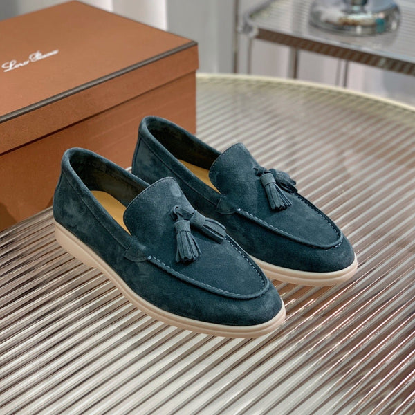 lp dot sole walk loafer peacock blue suede