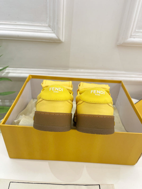 FENDI TRAINER SNEAKER IN CORN YELLOW LAMBSKIN