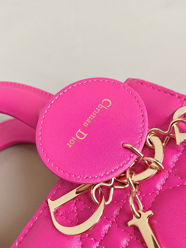 BORSA A MANO MEDIA LADY 20 IN PELLE DI AGNELLO ROSA SCURO