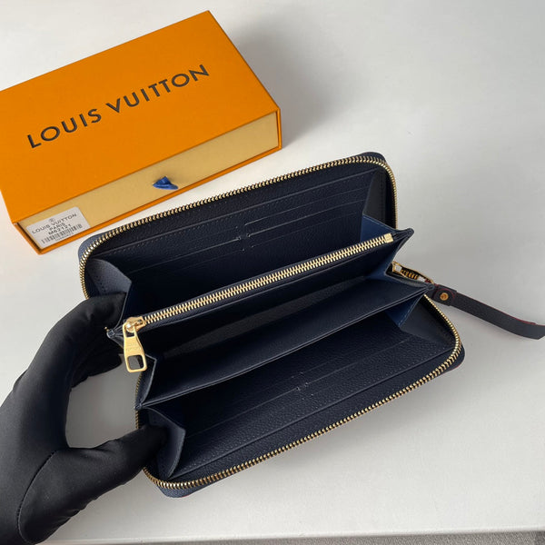 LV M61864 Zippy Wallet Blue Monogram Empreinte Leather 221616