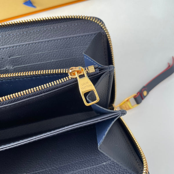 LV M61864 Zippy Wallet Blue Monogram Empreinte Leather 221616
