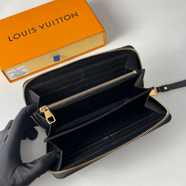 LV M61864 Zippy Wallet Black Monogram Empreinte Leather 221618