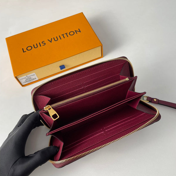 LV M63691 Zippy Wallet Burgundy Monogram Empreinte Leather 221621