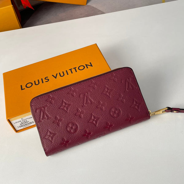 LV M63691 Zippy Wallet Burgundy Monogram Empreinte Leather 221621