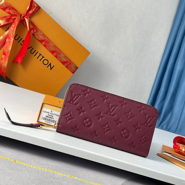LV M63691 Zippy Wallet Burgundy Monogram Empreinte Leather 221621