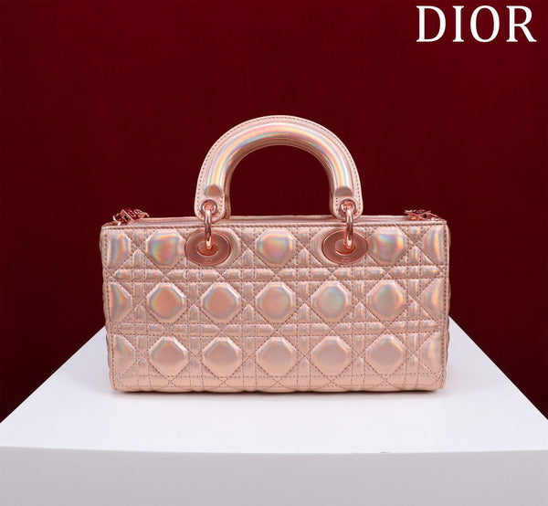 medium lady d-joy 26 rose metalic lambskin