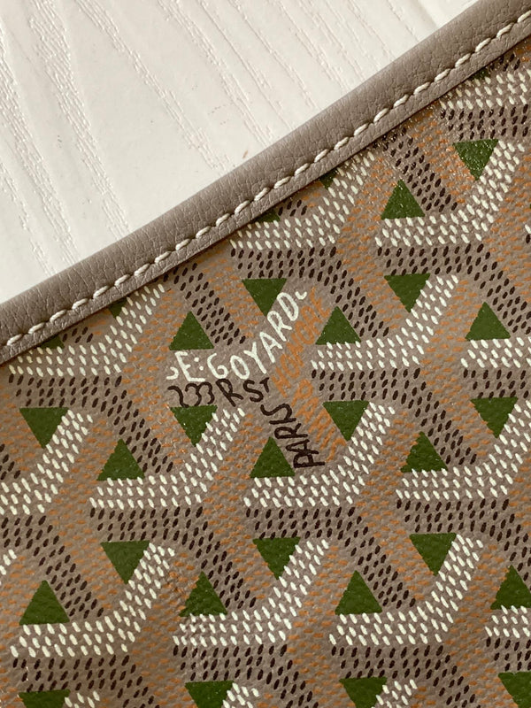 st louis pm 48cm greige and green tote bag