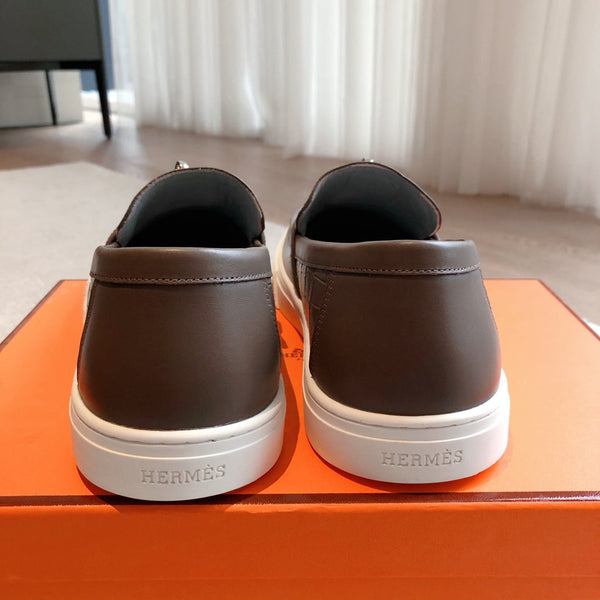 HM GAME SLIP-ON CROCODILE MOTIF SNEAKER BROWN CALFSKIN