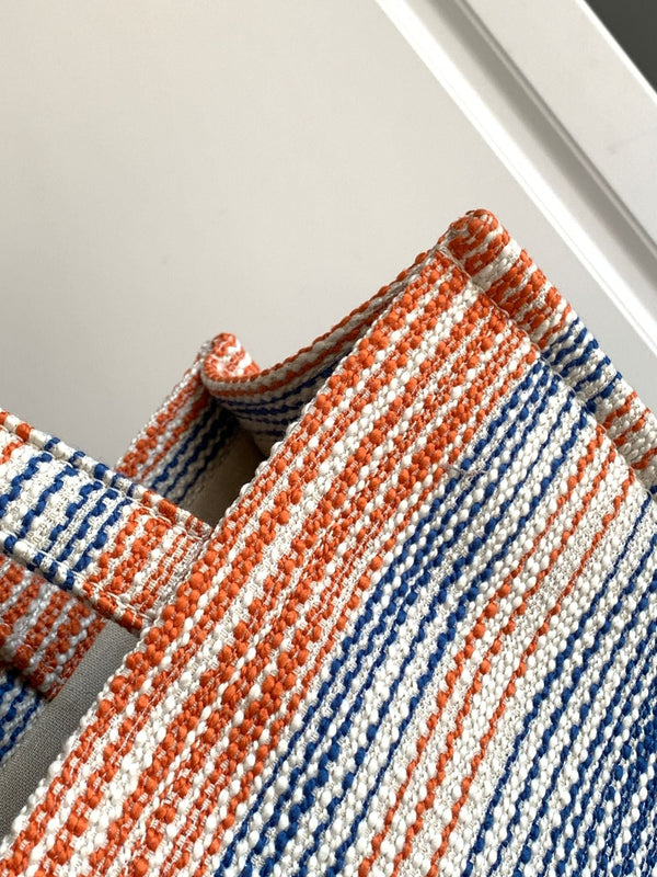 large cabas thais 41cm rainbow striped canvas