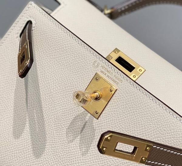 HM Mini Kelly 19cm Cream Etoupe Epsom Gold Hardware