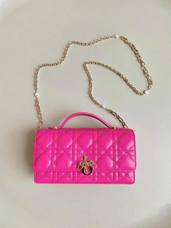 BORSA MICRO LADY 12 IN PELLE DI AGNELLO ROSA SCURO