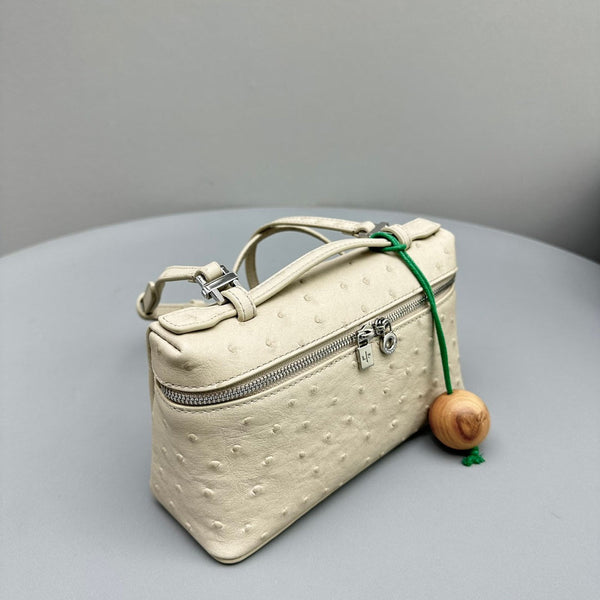TASCA EXTRA L19 IN PELLE DI STRUZZO BEIGE BISQUE