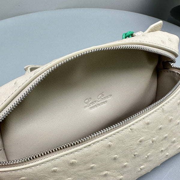 TASCA EXTRA L19 IN PELLE DI STRUZZO BEIGE BISQUE