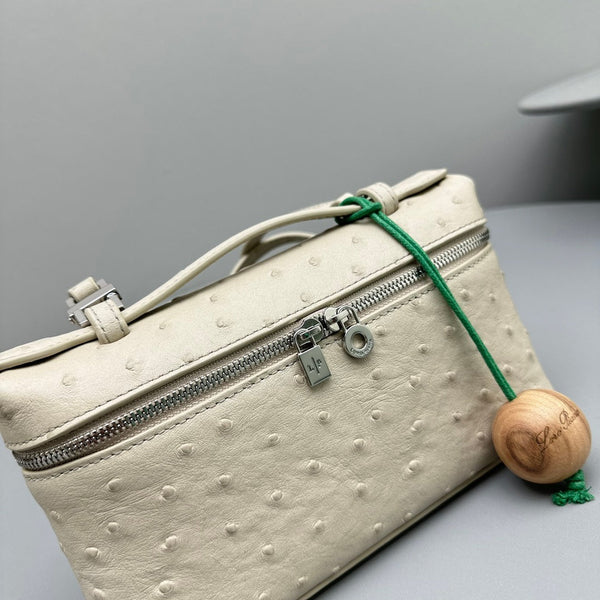 TASCA EXTRA L19 IN PELLE DI STRUZZO BEIGE BISQUE