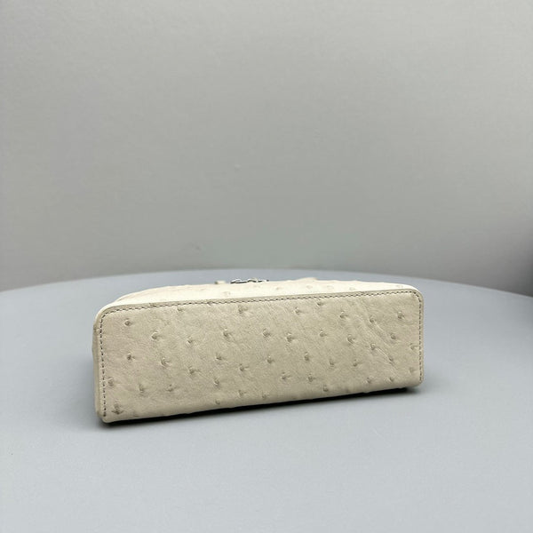 TASCA EXTRA L19 IN PELLE DI STRUZZO BEIGE BISQUE