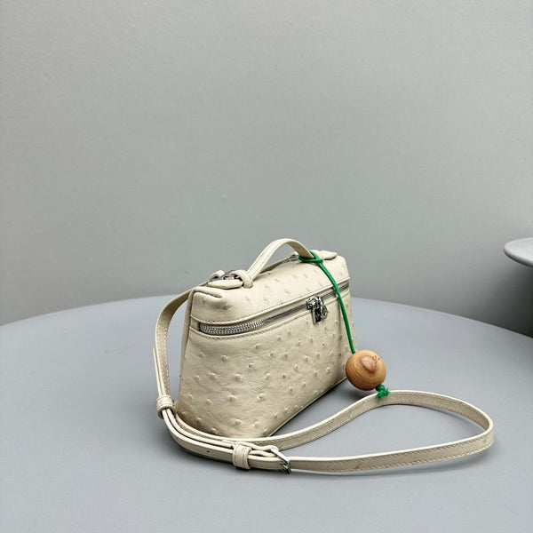 TASCA EXTRA L19 IN PELLE DI STRUZZO BEIGE BISQUE