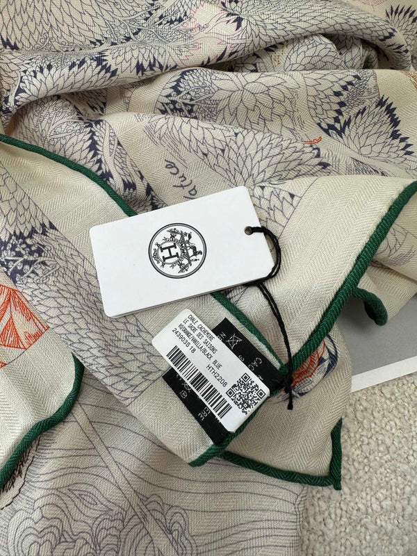 Retourala Nature Hermes Scarf 140 CM White Pink Colorful Silk