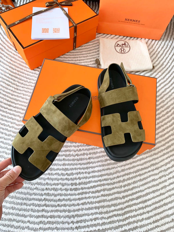 HM Genius Sandal Moss Green Brown Suede 963540