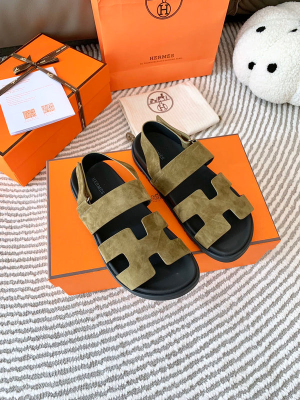 HM Genius Sandal Moss Green Brown Suede 963540