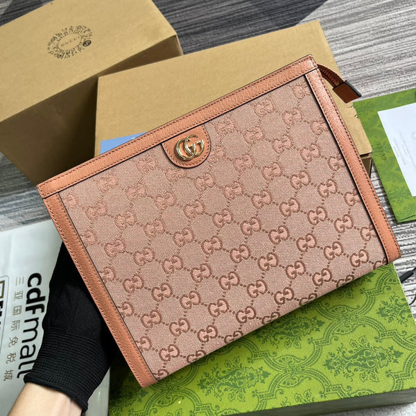 OPHIDIA GG 27 BAG IN LIGHT PINK CANVAS AND CALFKSKIN