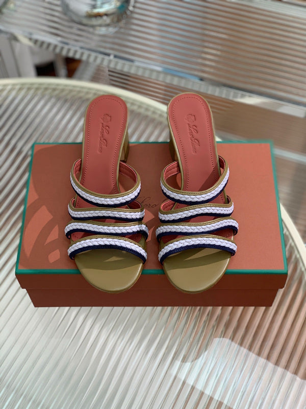 High Hee 60 Sprightly Charms Mule Sandal Olive Purple Navy Calfskin