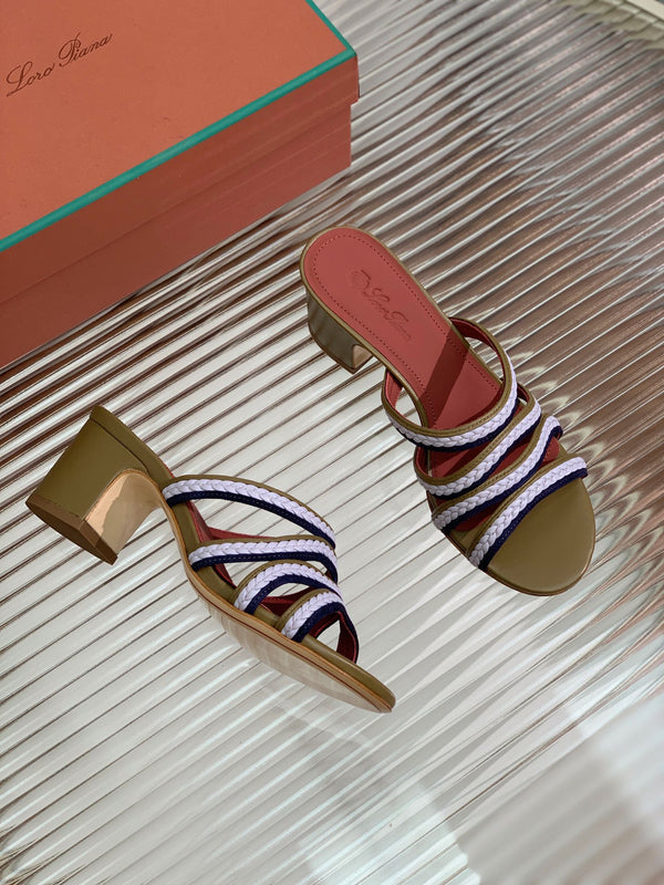 High Hee 60 Sprightly Charms Mule Sandal Olive Purple Navy Calfskin