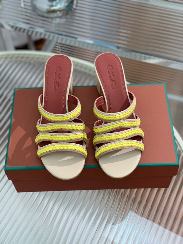 High Hee 60 Sprightly Charms Mule Sandal Beige Yellow Brown Calfskin