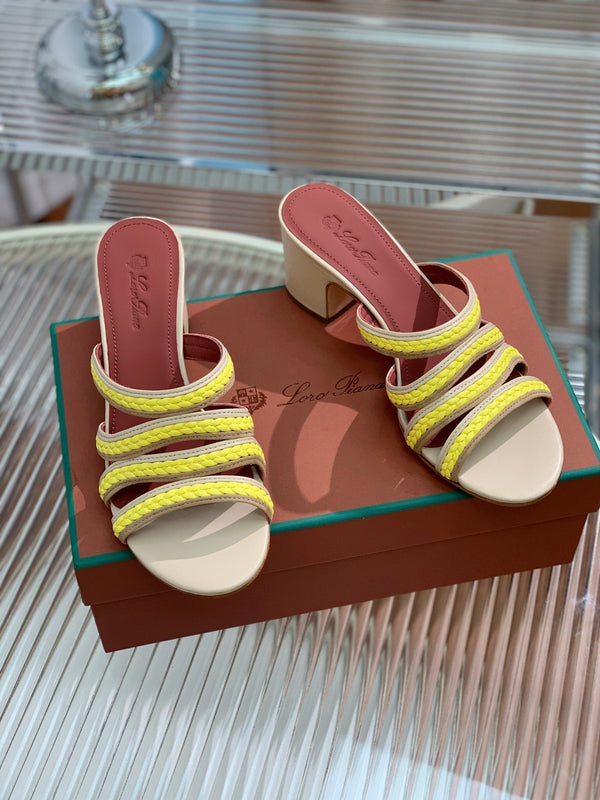 High Hee 60 Sprightly Charms Mule Sandal Beige Yellow Brown Calfskin