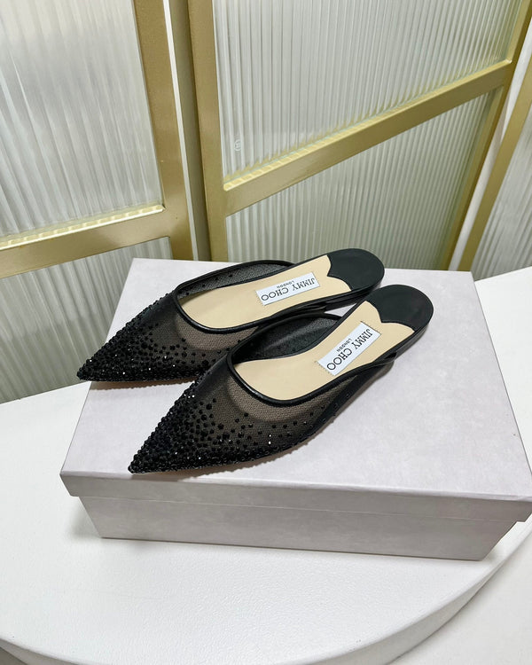 Jimmy Mule in tessuto a rete nero con cristalli Swarovski 597874