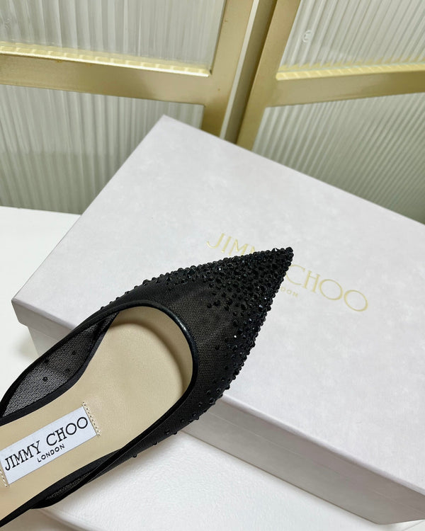 Jimmy Mule in tessuto a rete nero con cristalli Swarovski 597874