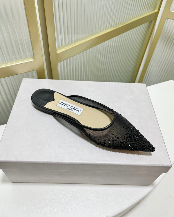 Jimmy Mule in tessuto a rete nero con cristalli Swarovski 597874