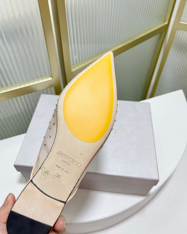 Jimmy Mule in tessuto a rete beige con cristalli Swarovski 597879