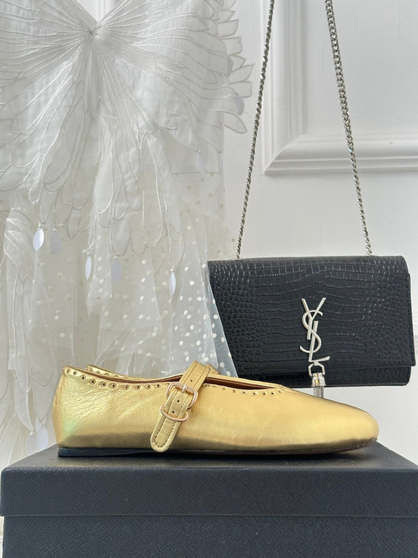 Alaia 25 Ballet Flats Gold Calfskin 293241