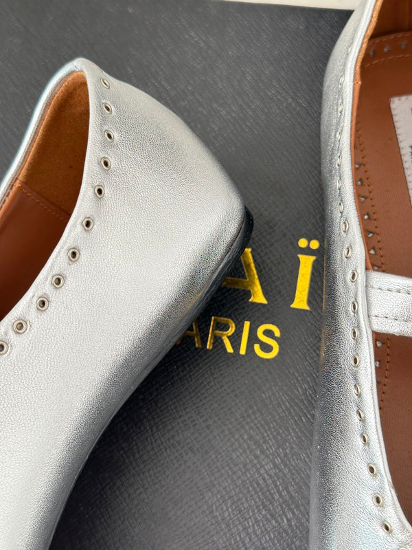 Alaia 25 Ballerine Argento Pelle di Vitello 293242