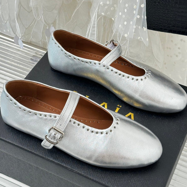 Alaia 25 Ballerine Argento Pelle di Vitello 293242