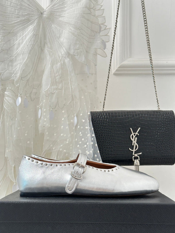 Alaia 25 Ballerine Argento Pelle di Vitello 293242