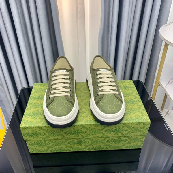 GG SNEAKER FLATFORM OLIVE GREEN CANVAS