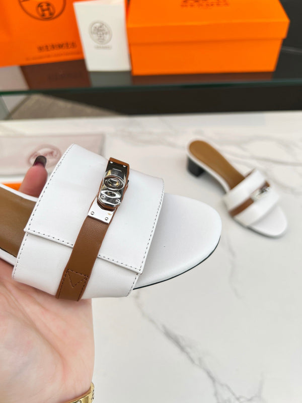 Gigi 50 Sandal White Tan Calfskin